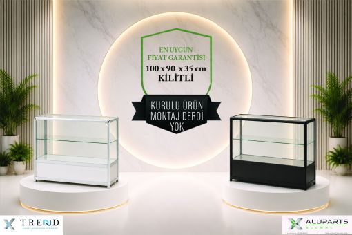 cam raflı stand