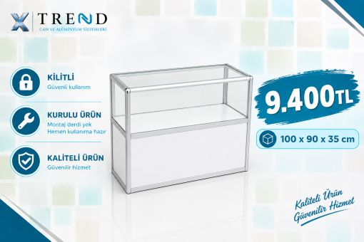 dolaplı cam stand